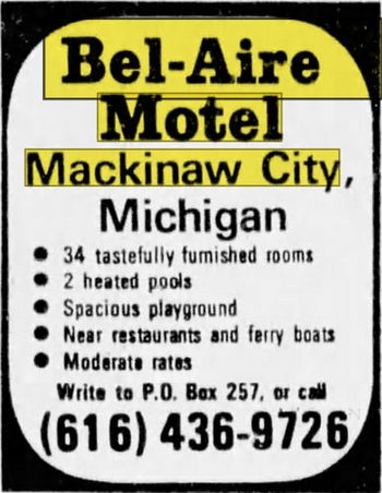 Bel-Aire Motel (Great Lakes Inn, Bel Aire Motel) - May 1976 Ad (newer photo)